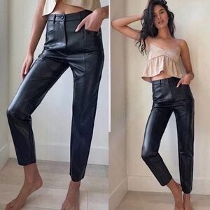 Aritzia Wilfred Black Faux Leather Ankle Pants